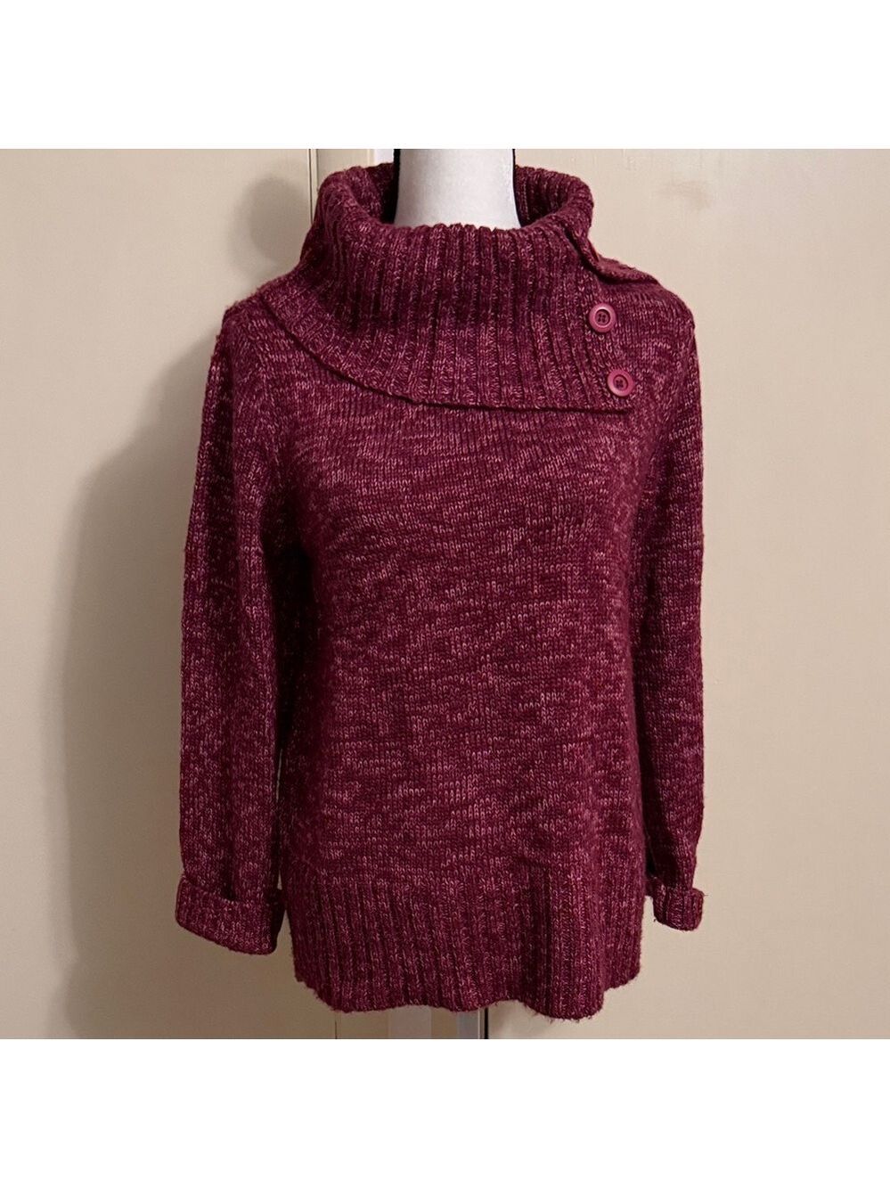 Jones New York Maroon Cowl Neck Sweater